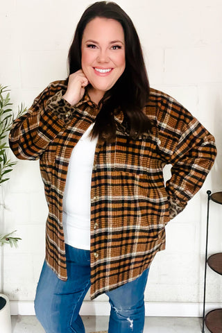 Put Together Rust Plaid & Animal Print Button Down Jacket **Sale**