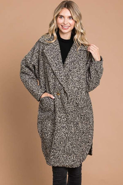Double Breast Teddy Coat Full Size Lapel Collar