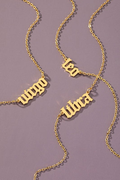 Laser cut zodiac sign pendant necklace
