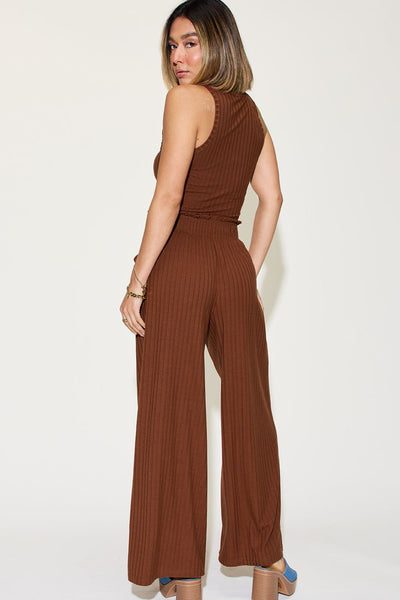 Ribbed Tank and Wide Leg Pants Set **Reduced**