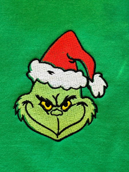 Grinch Head Embroidered Mommy and Me Sweatshirts