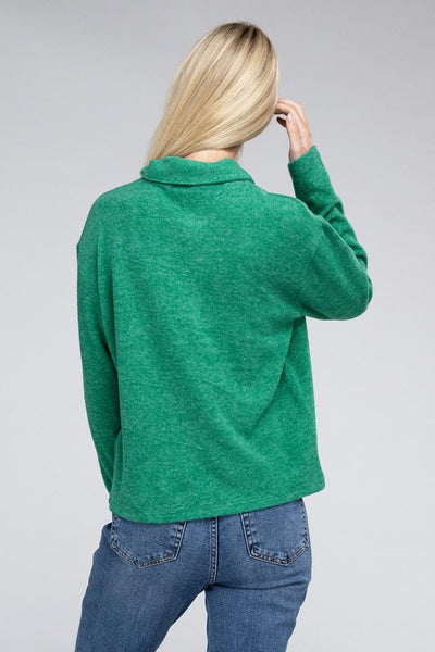 Brushed Melange Hacci Collared Sweater **5 colors**