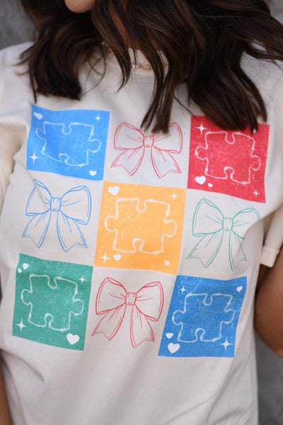 Autism Puzzle Pieces And Bows Tee