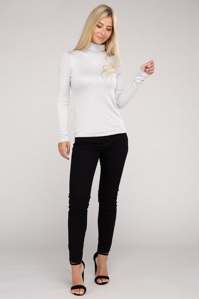 Ribbed Turtle Neck Long Sleeve Top **Sale**