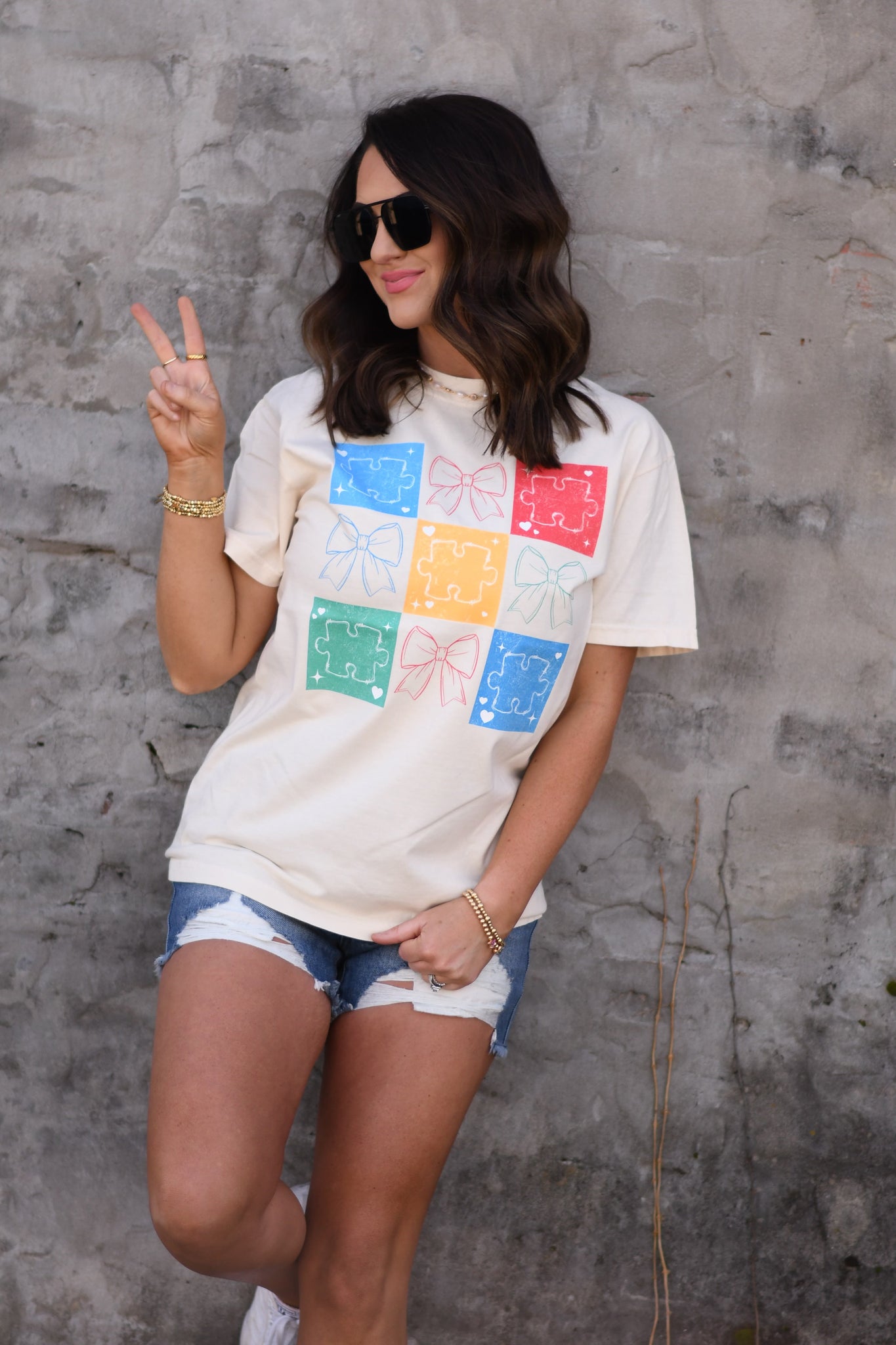 Autism Puzzle Pieces And Bows Tee