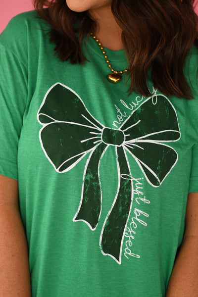 Just Blessed not Lucky Bow Graphic Tee