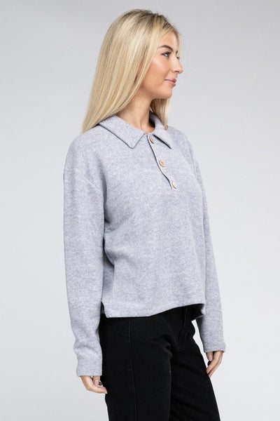 Brushed Melange Hacci Collared Sweater **5 colors**