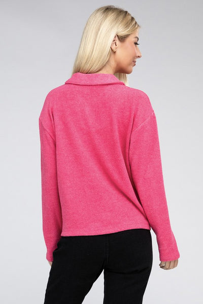 Brushed Melange Hacci Collared Sweater **5 colors**