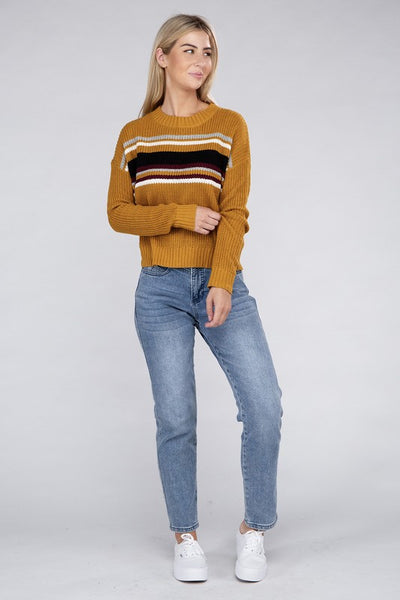 Striped Pullover Crew Neck Sweater