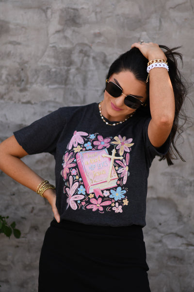 Just A Girl Who Loves Jesus Floral Tee