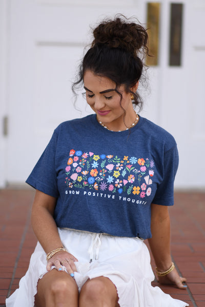 Grow Positive thoughts Floral Graphic Tee