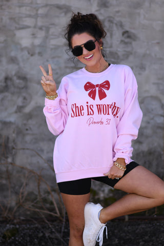 She is Worthy Graphic Sweatshirt