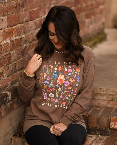 IT IS WELL WITH MY SOUL FLORAL SHORT SLEEVE/ LONG SLEEVE TEE
