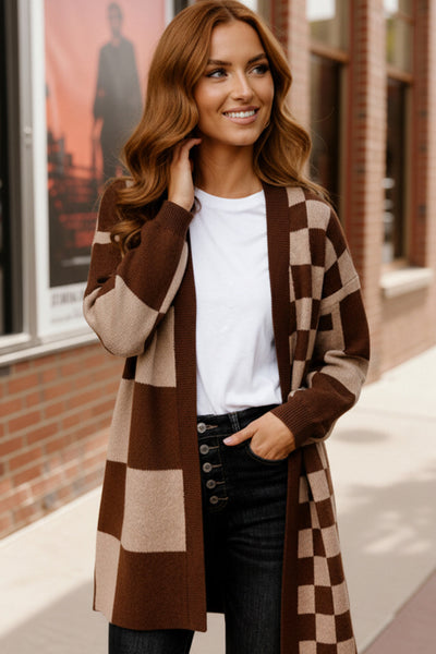 The Café Mocha Check Cardigan