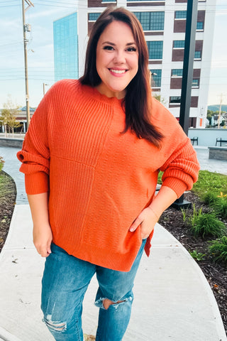 Autumn Vibes Pumpkin Asymmetrical Knit Sweater **Sale**