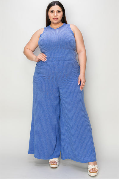 Ribbed Tank and Wide Leg Pants Set **Reduced**