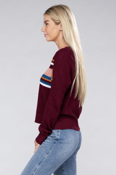 Striped Pullover Crew Neck Sweater