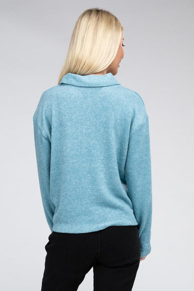 Brushed Melange Hacci Collared Sweater **5 colors**