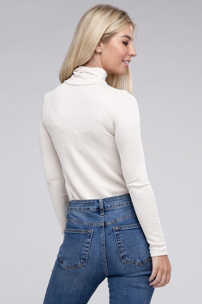 Ribbed Turtle Neck Long Sleeve Top **Sale**