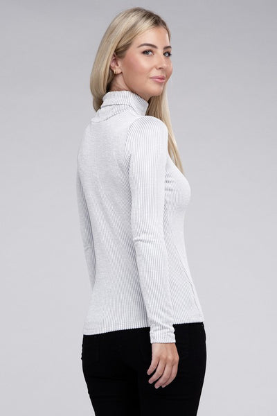 Ribbed Turtle Neck Long Sleeve Top **Sale**