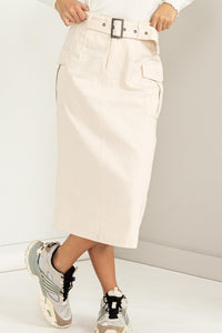 Professional Poise Buckled Belt Cargo Skirt