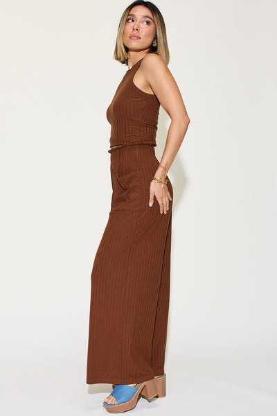 Ribbed Tank and Wide Leg Pants Set **Reduced**