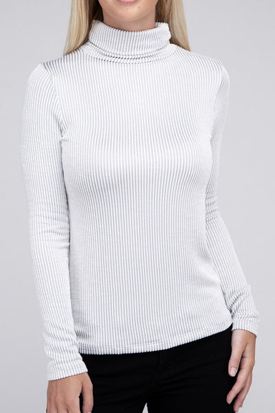 Ribbed Turtle Neck Long Sleeve Top **Sale**