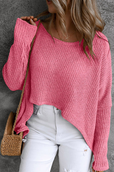 Round Neck High-Low Sweater **Oversized** CUTE CUTE