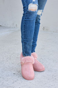 Pink Furry Chunky Thermal Ankle Boots