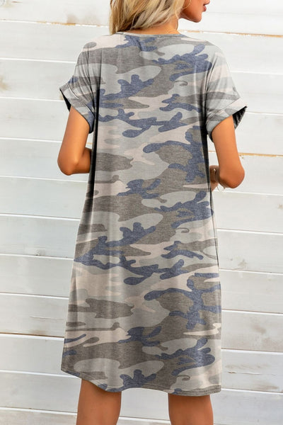 Scoop Neck Short Sleeve Pocket Dress-5 Different Colors