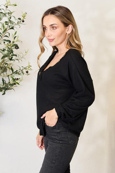 Zenana Buttoned Long Sleeve Blouse *on sale**