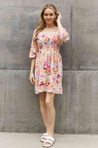 ODDI Full Size Floral Print Mini  Dress **Reduce Price**