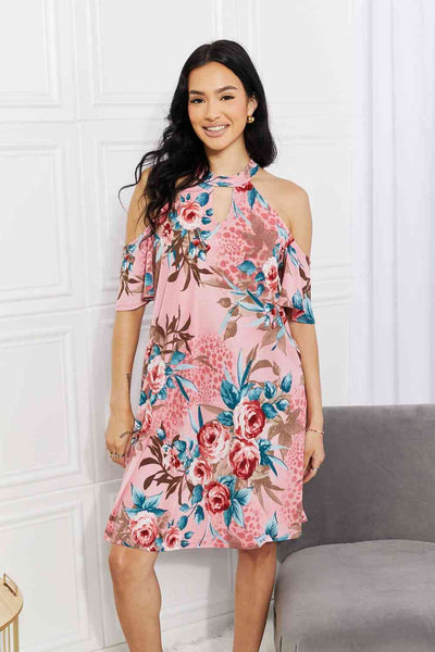 Sew In Love Full Size Fresh-Cut Flowers Cold-Shoulder Dress  **Reduce Price**