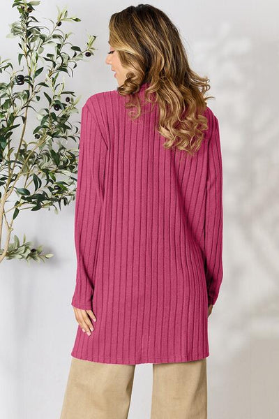 Ribbed Open Front Cardigan with Pockets **5 Different Colors**