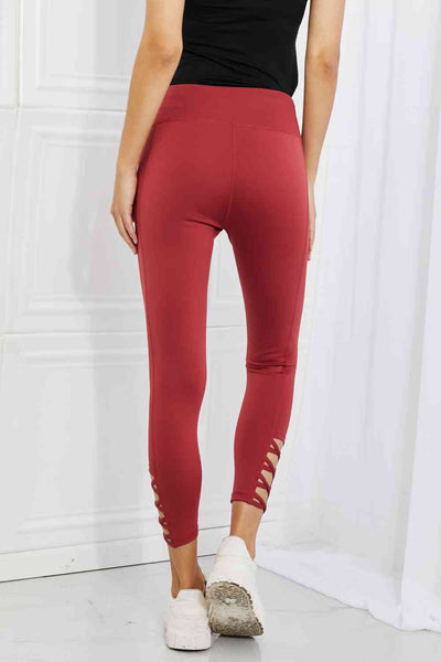 Yelete Ready For Action Full Size Ankle Cutout Active Leggings **Reduced**