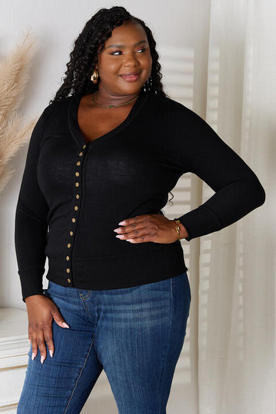 Zenana Full Size V-Neck Long Sleeve Cardigan  **Sale**