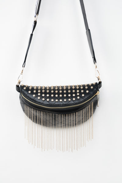 Studded Sling Bag with Fringes   3 DIFFERENT COLORS