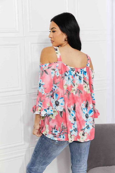 Sew In Love Full Size Fresh Take  Floral Cold-Shoulder Top **Reduce price**