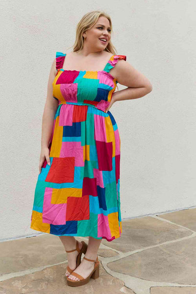 And The Why Multicolored Square Print Summer Dress **Reduce Price**