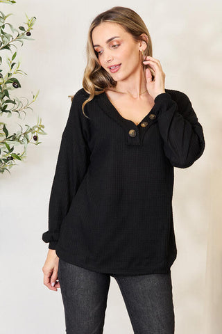 Zenana Buttoned Long Sleeve Blouse *on sale**