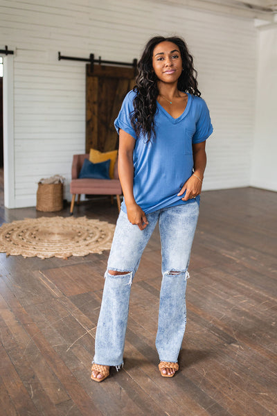 Absolute Favorite V-Neck Top in Azure