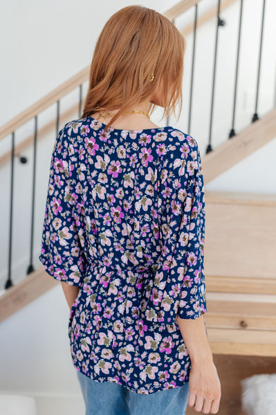 Dearest Dreamer Peplum Top in Navy Floral  *SALE*