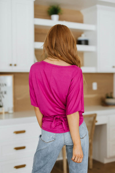 Tied Up With a Bow Top in Magenta Short Sleeve