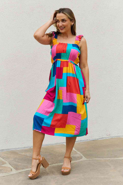 And The Why Multicolored Square Print Summer Dress **Reduce Price**