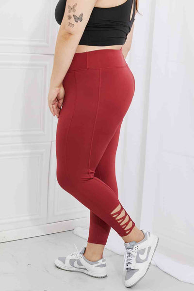 Yelete Ready For Action Full Size Ankle Cutout Active Leggings **Reduced**