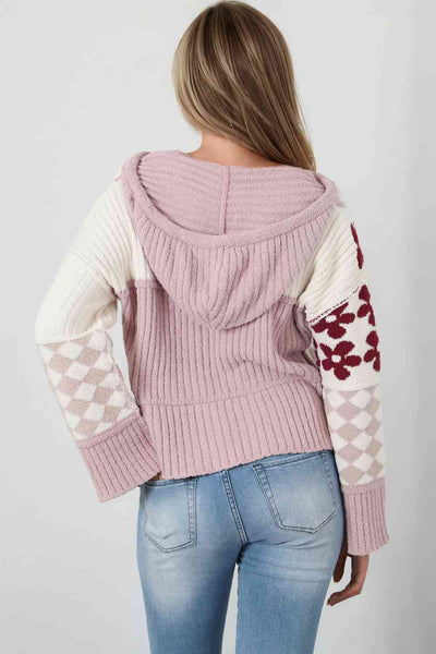 Groovy Color Block Hooded Sweater
