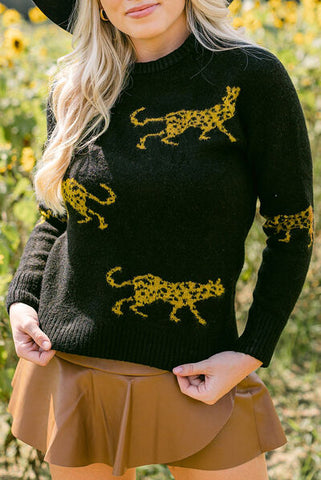 Animal Print Round Neck Sweater
