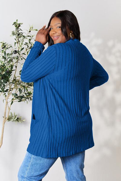 Ribbed Open Front Cardigan with Pockets **5 Different Colors**