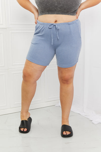 Ribbed Shorts in Misty Blue
