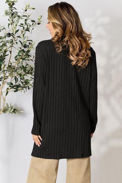 Ribbed Open Front Cardigan with Pockets **5 Different Colors**